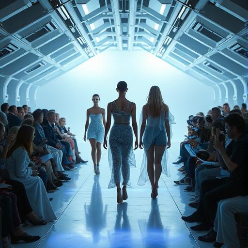 Futuristic fashion runway showcasing innovative designs