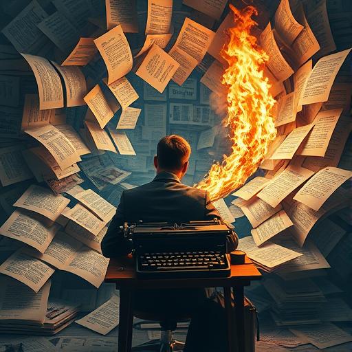 Writer surrounded by swirling visions representing visualization and affirmations