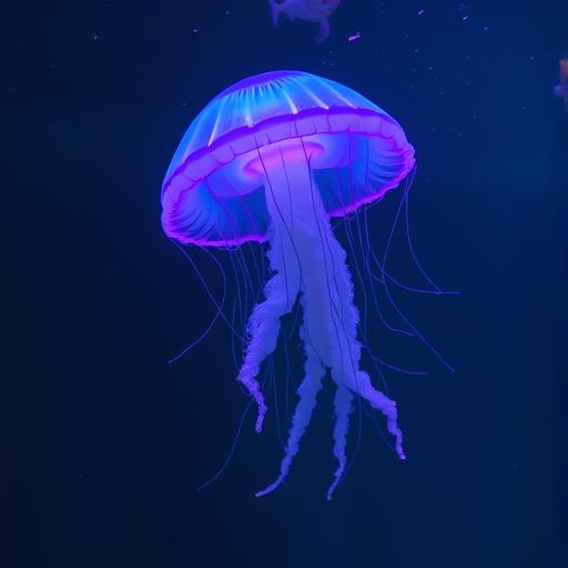 An underwater view showcasing a shimmering jellyfish