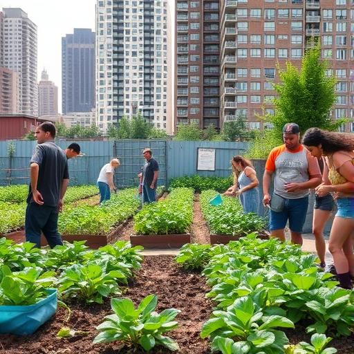 Urban community garden fostering support