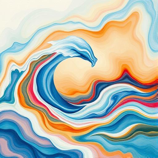Abstract swirling waves representing dynamic motivation flows