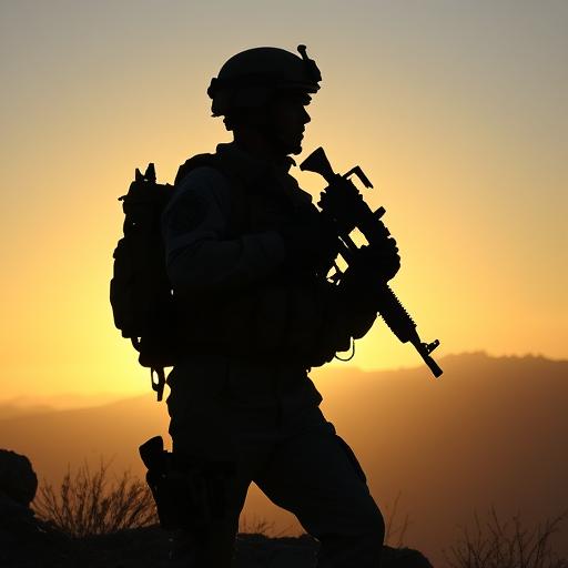 Soldier in reflective bravery symbolizing decisive action