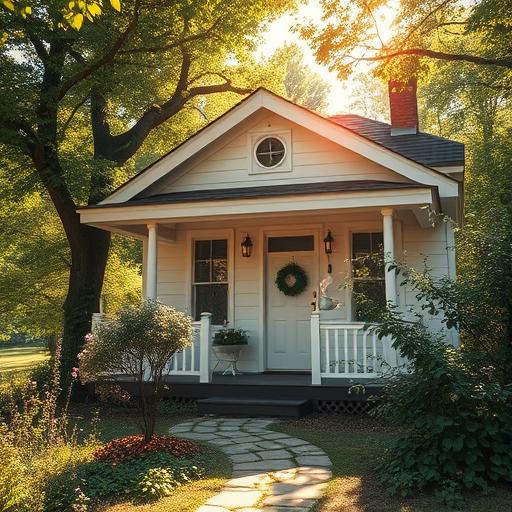 Serene sunlit cottage representing inner peace and motivation