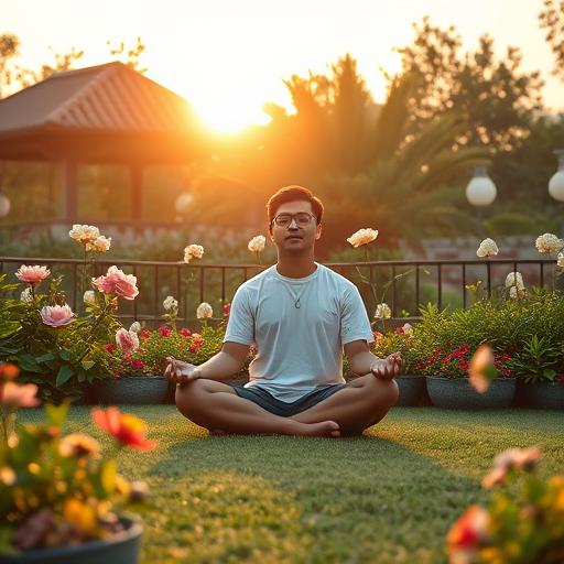 Tranquil garden setting symbolizing reflection and overcoming fear