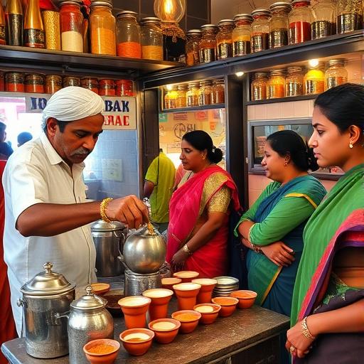 A vibrant Indian tea stall conveying the joy of community