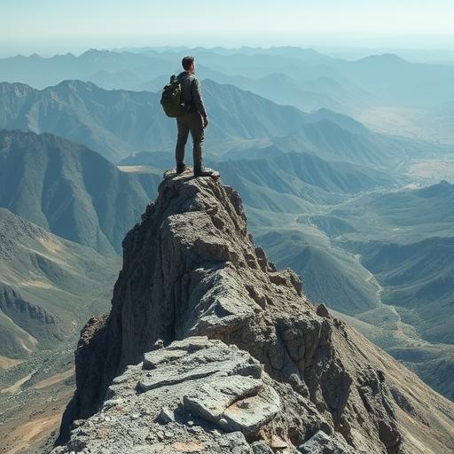 Lone explorer at mountaintop symbolizing inner potential
