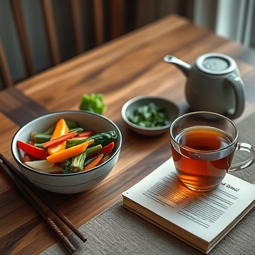 A calming dinner scene symbolizing focus and reflection.