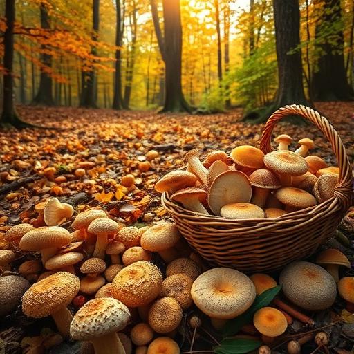 A bustling autumn forest floor covered in a variety of textures symbolizing life balance.