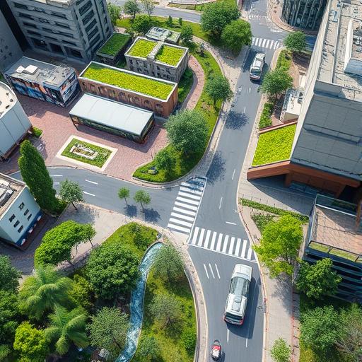 Innovative smart city aerial view showcasing connectivity