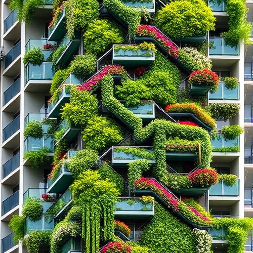 An intricately designed vertical garden symbolizing community and growth
