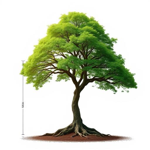 A sapling tree transforming into a mature tree representing growth through consistency