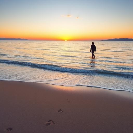 Tranquil beach setting at sunset symbolizing calm and focus