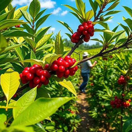 Vibrant coffee farm representing growth and motivation