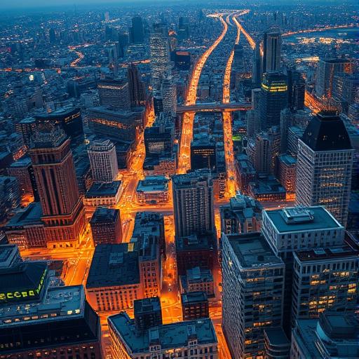 A vibrant cityscape symbolizing dynamic growth and mindset expansion