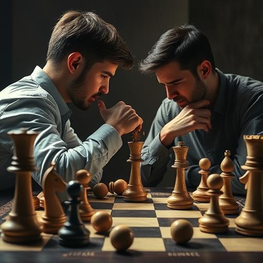 Chess player making a decisive move symbolizing strategic habits