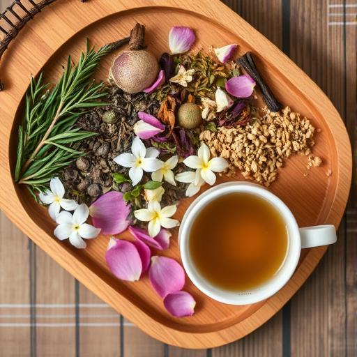 An overhead view of a tray filled with ingredients to inspire mindful cooking.