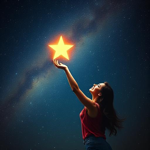 Reaching for a star representing potential
