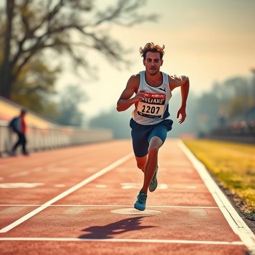 Athlete sprinting toward a finish line, representing resilience and determination
