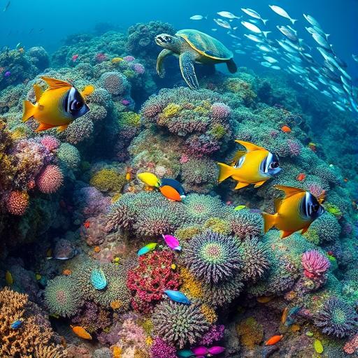 A vibrant underwater scene showcasing healthy coral reefs, symbolizing the beauty of sustainability.
