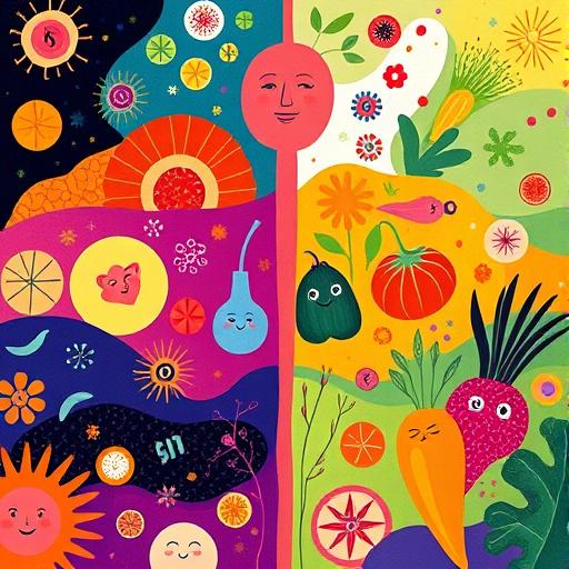 A colorful visual representation of a calm immune system through exercise