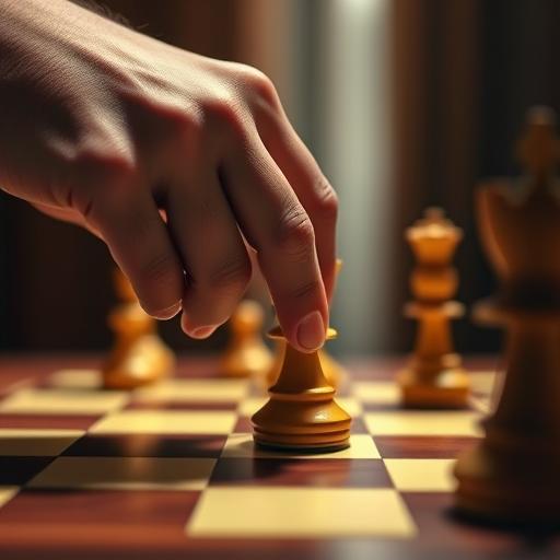Hand poised over a chessboard symbolizing strategic resilience
