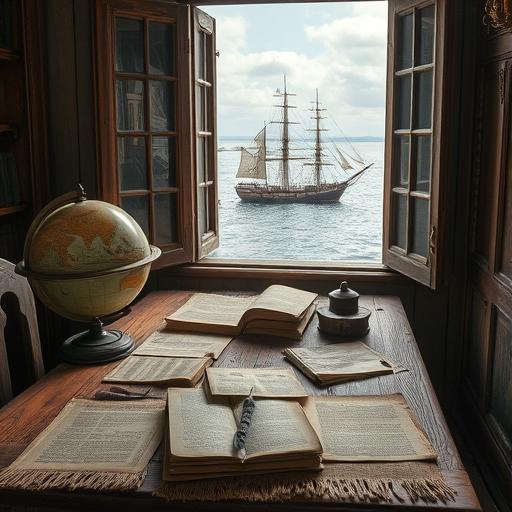 An organized workspace covered with meaningful manuscripts, fostering creativity and inspiration