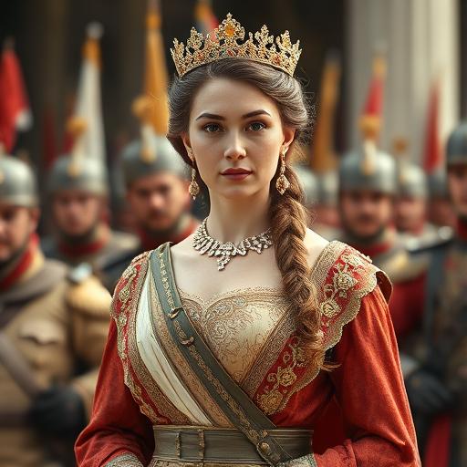 Historical female leader in royal attire representing positive leadership