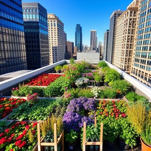 A vibrant rooftop garden representing growth and resilience.