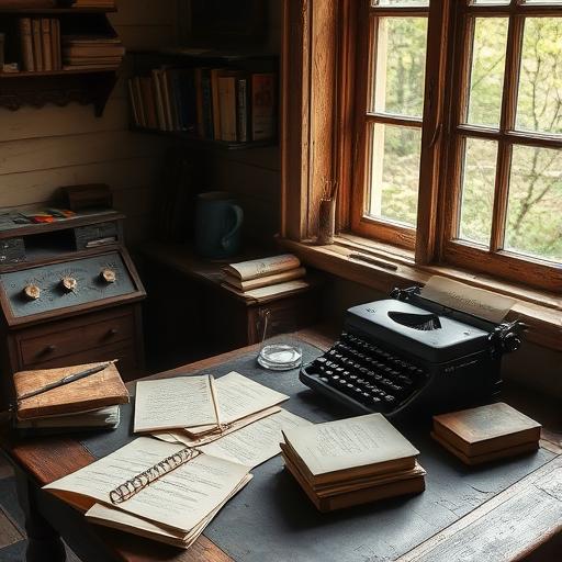 Rustic writer's desk crafting a roadmap