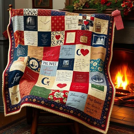 Quilt with patches symbolizing daily habits