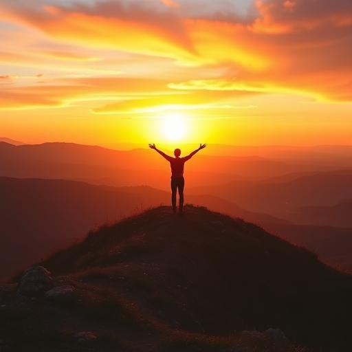 Sunrise over a serene valley representing new beginnings and positivity