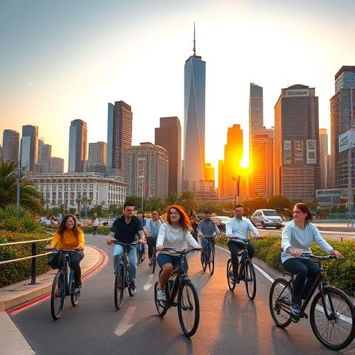A bustling cityscape symbolizing modern business life
