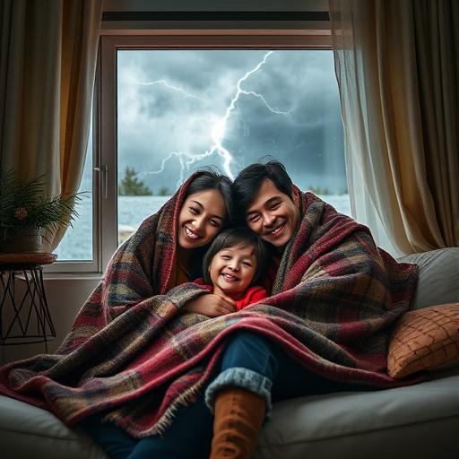 Family huddled under blanket representing purpose and passion
