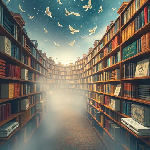 A whimsical library symbolizing endless growth and learning