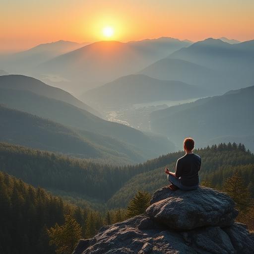 Serene mountain landscape at sunrise symbolizing inner calm and potential