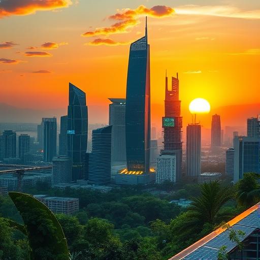 Futuristic city skyline glowing, symbolizing limitless potential