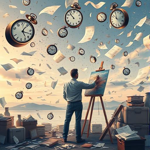 Artist painting through chaos representing turning obstacles into opportunity