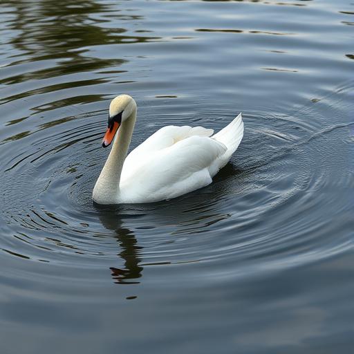 Placid swan gliding across a turbulent pond – symbol of resilience