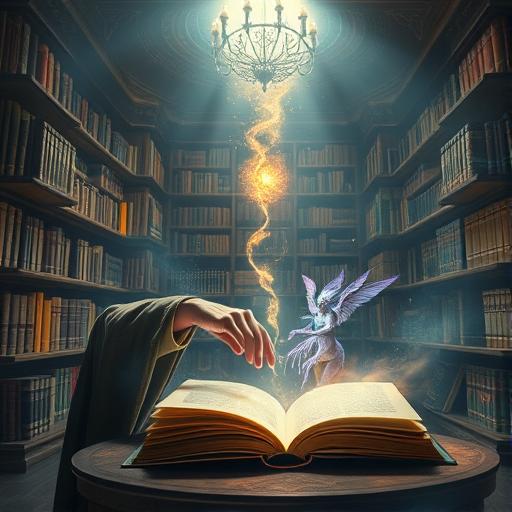 Mystical library symbolizing knowledge and habit