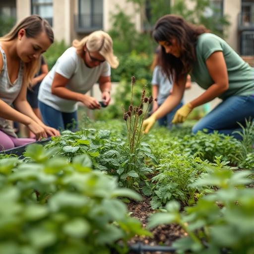 A close-up of a community gardening plot, representing collaborative efforts and growth.