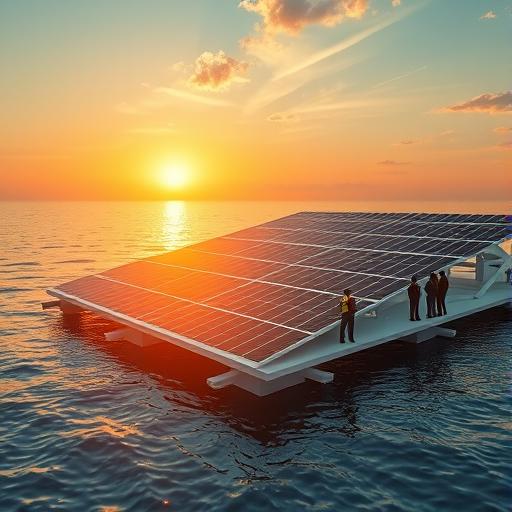 A futuristic floating solar farm