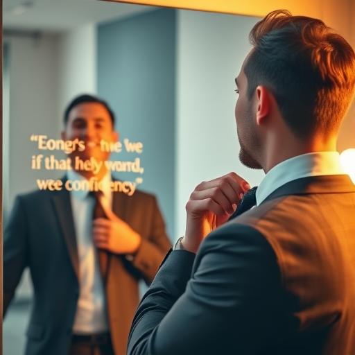 Man adjusting his tie in the mirror, preparing habits
