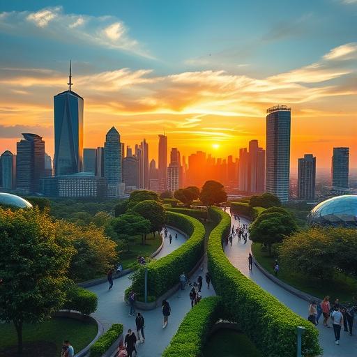 Modern city skyline at sunset representing untapped potential