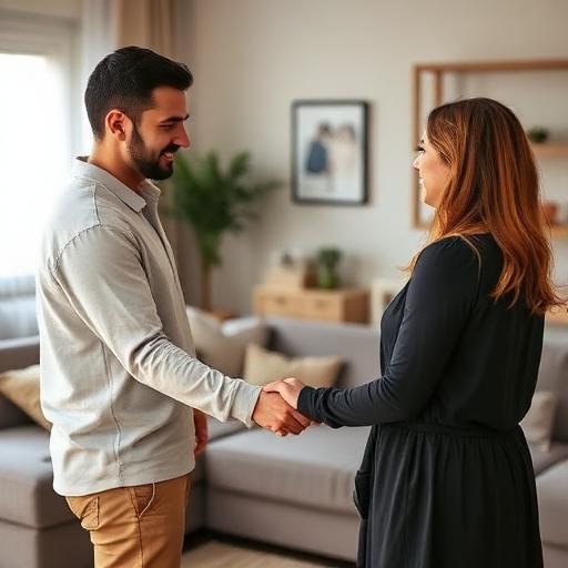 זוג מחזיק ידיים בסלון ביתי