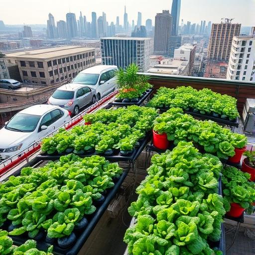 Bustling urban rooftop promoting creativity and well-being