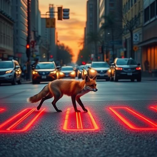 A fox crossing a busy street, illustrating cautious goal setting