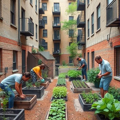 An urban community garden illustrating collaboration and togetherness