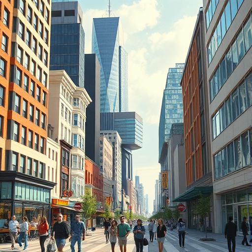 Vibrant city street symbolizing consistent progress
