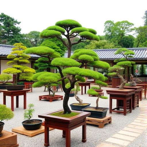 A serene Japanese garden showcasing the beauty of various plants.