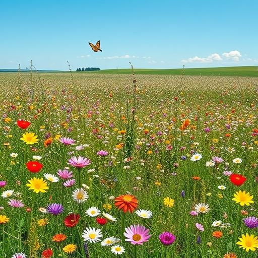A peaceful meadow filled with wildflowers illustrating gratitude and serenity
